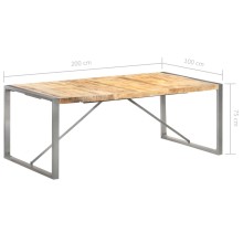 Трапезна маса в стил Industrial Modern, естествено масивно мангово дърво и сива стомана, 200 x 100 см