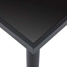 Трапезна маса в стил Modern Glass, черно закалено стъкло и черна метална рамка, 160 x 80 см
