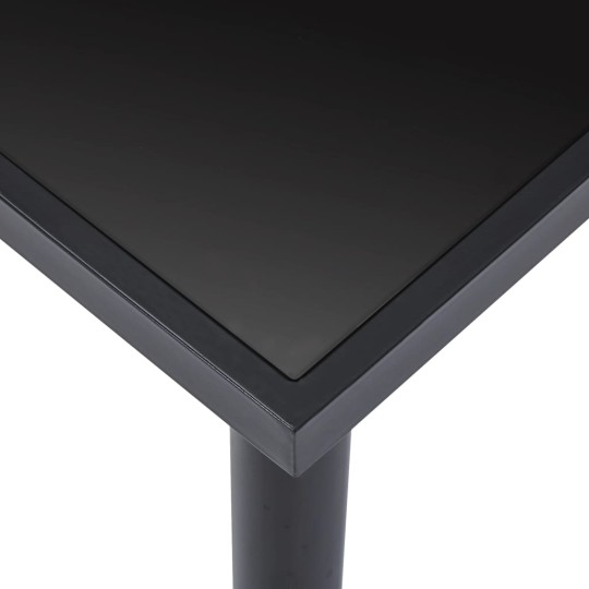 Трапезна маса в стил Modern Glass, черно закалено стъкло и черна метална рамка, 160 x 80 см