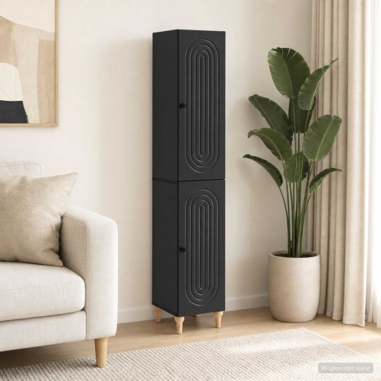 Висок модулен шкаф ARCO с фрезовани фронтове, черен, 33 x 34,5 x 180 см