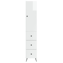Висок модулен шкаф с врата и 3 чекмеджета, бял гланц, 34,5 x 34,5 x 180 см
