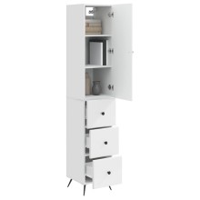 Висок модулен шкаф с врата и 3 чекмеджета, бял гланц, 34,5 x 34,5 x 180 см
