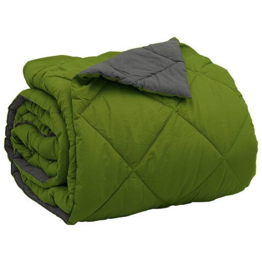 Зимна двулицева олекотена завивка Color Comfort с полиестерен пълнеж, 300 г/м², в зелено и антрацит