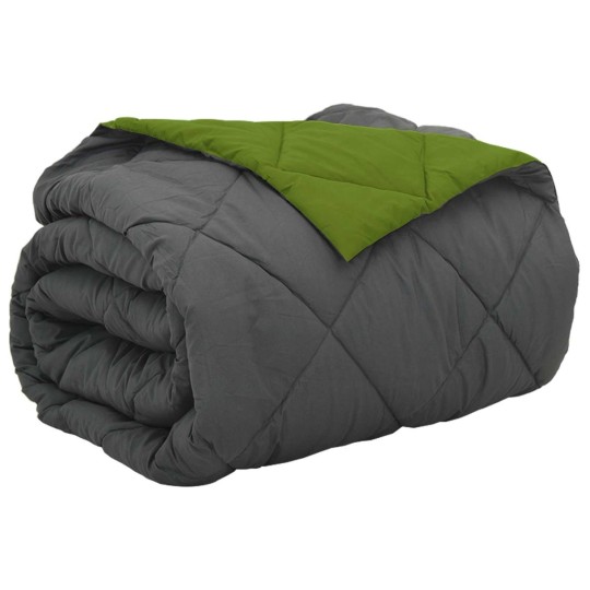 Зимна двулицева олекотена завивка Color Comfort с полиестерен пълнеж, 300 г/м², в зелено и антрацит