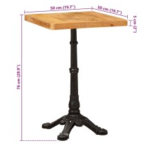 Бистро маса в стил French Bistro / Vintage, мангово дърво масив и чугун, 50 x 50 см
