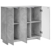 Бюфет ORBITA с фрезовани фронтове с абстрактни кръгови линии, бетонно сив, 85,5 x 31 x 75 см