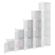 Детски модулен органайзер с 15 отделения, бял, 155 x 31,5 x 154 см