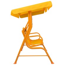 Градинска люлка за деца с мотиви на тигри, ярко жълта, 115x75x110 см, с навес за сянка
