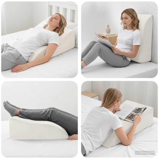 Клиновидна възглавница за крака Leg Elevation Comfort, 68 x 40 x 21,5 см, бяла