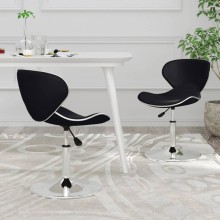 Комплект от 2 регулируеми въртящи се трапезни стола в стил Mid-Century Modern от черна еко кожа с хромирана основа