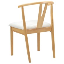 Комплект от 2 трапезни стола тип кресла в стил Mid-Century Modern от масивно каучуково дърво в натурален цвят и бяло букле