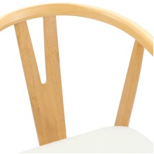 Комплект от 2 трапезни стола тип кресла в стил Mid-Century Modern от масивно каучуково дърво в натурален цвят и бяло букле