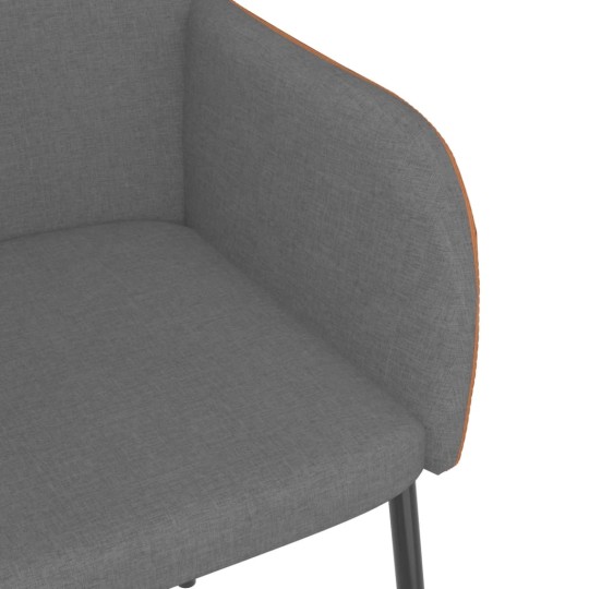 Комплект от 2 трапезни стола тип кресла в стил Mid-Century Modern от светлосив текстил и кафява еко кожа