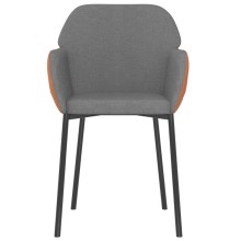 Комплект от 2 трапезни стола тип кресла в стил Mid-Century Modern от светлосив текстил и кафява еко кожа