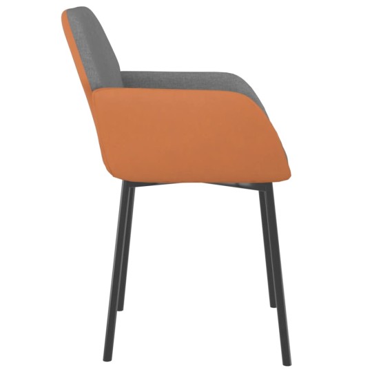 Комплект от 2 трапезни стола тип кресла в стил Mid-Century Modern от светлосив текстил и кафява еко кожа