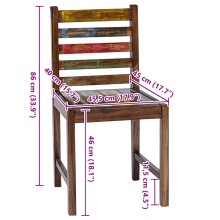 Комплект от 2 трапезни стола в стил Artisan от масивно регенерирано тиково дърво с многоцветни детайли