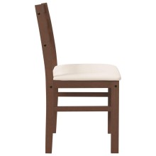 Комплект от 2 трапезни стола в стил Bistro/Tavern от масивно каучуково дърво в кафяво и кремав текстил