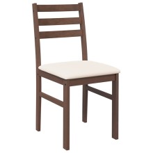 Комплект от 2 трапезни стола в стил Bistro/Tavern от масивно каучуково дърво в кафяво и кремав текстил