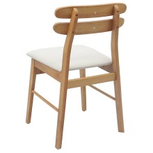 Комплект от 2 трапезни стола в стил Danish Modern от масивно каучуково дърво в натурален цвят и бяла тапицерия