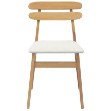 Комплект от 2 трапезни стола в стил Danish Modern от масивно каучуково дърво в натурален цвят и бяла тапицерия