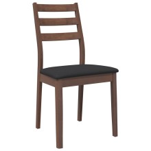 Комплект от 2 трапезни стола в стил Modern Rustic от масивно каучуково дърво в орехов финиш и черна еко кожа