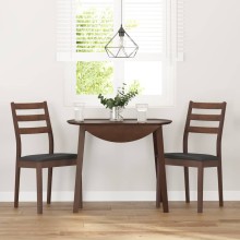 Комплект от 2 трапезни стола в стил Modern Rustic от масивно каучуково дърво в орехов финиш и черна еко кожа