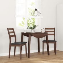 Комплект от 2 трапезни стола в стил Modern Rustic от масивно каучуково дърво в орехов финиш и черна еко кожа