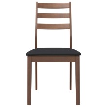 Комплект от 2 трапезни стола в стил Modern Rustic от масивно каучуково дърво в орехов финиш и черна еко кожа