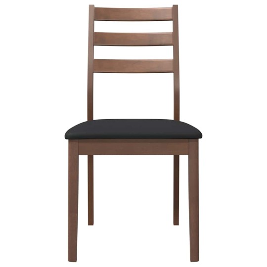 Комплект от 2 трапезни стола в стил Modern Rustic от масивно каучуково дърво в орехов финиш и черна еко кожа