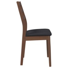 Комплект от 2 трапезни стола в стил Modern Rustic от масивно каучуково дърво в орехов финиш и черна еко кожа