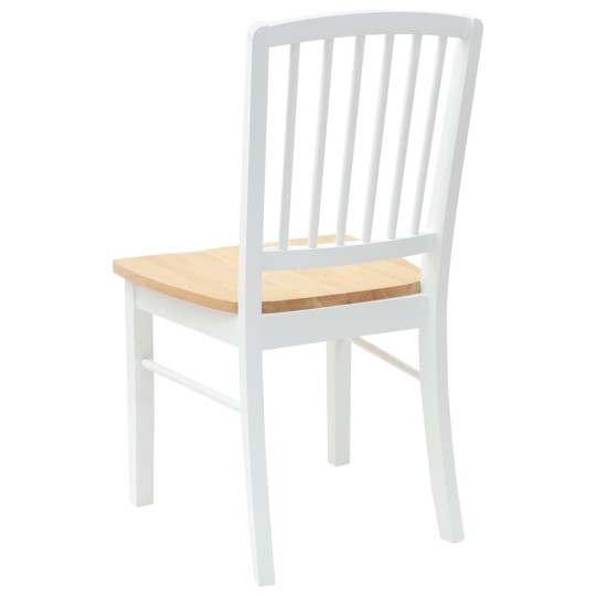 Комплект от 2 трапезни стола в стил Transitional Classic / Mission от масивно каучуково дърво в бяло и натур