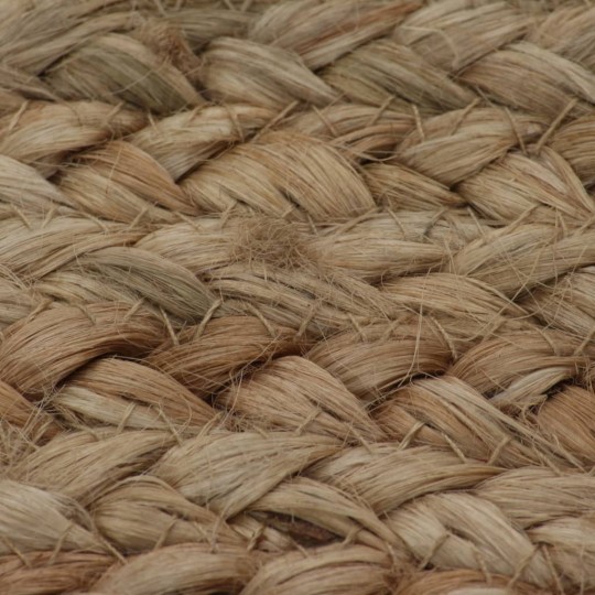 Кръгъл килим от юта, къгла плетка, натурално