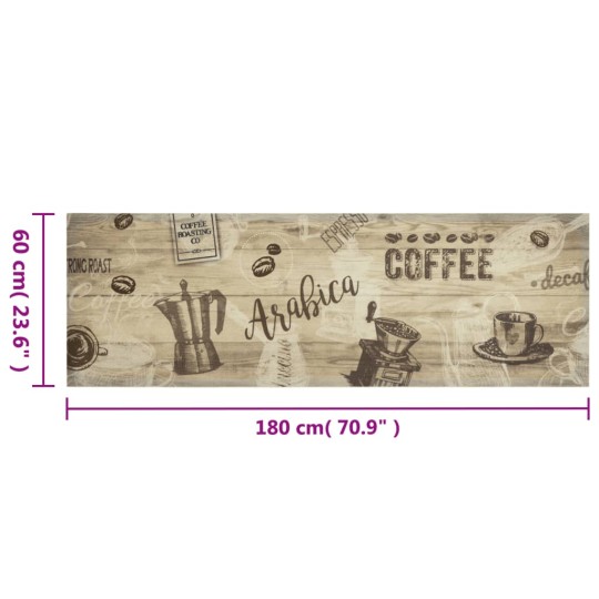 Кухненско килимче Coffee, кафяво, 60x180 см, кадифе