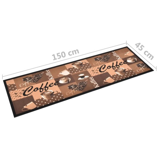 Кухненско килимче Coffee Retro Print, кафяв, 45x150 см