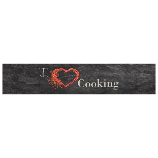 Кухненско килимче I ❤ cooking, черно, 60x300 см, кадифе