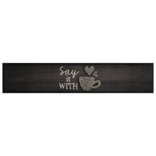 Кухненско килимче Say it with Coffee, черно, 60x300 см, кадифе