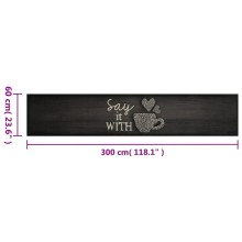 Кухненско килимче Say it with Coffee, черно, 60x300 см, кадифе