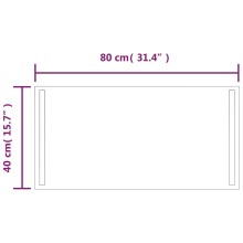 LED стенно огледало за баня с две вертикални светлинни ленти и USB захранване, 40x80 см