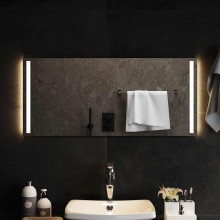 LED стенно огледало за баня с две вертикални светлинни ленти и USB захранване, 90x40 см