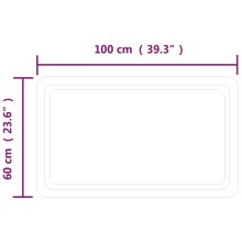 LED стенно огледало за баня с периферна рамка с омекотени ъгли и USB захранване, 60x100 см