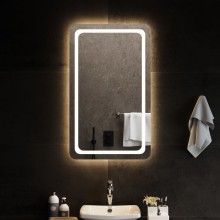 LED стенно огледало за баня с периферна рамка с омекотени ъгли и USB захранване, 60x100 см