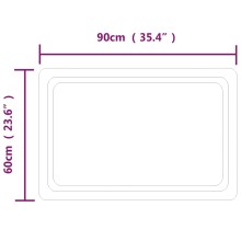 LED стенно огледало за баня с периферна рамка с омекотени ъгли и USB захранване, 90x60 см