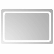 LED стенно огледало за баня с периферна рамка с омекотени ъгли и USB захранване, 90x60 см