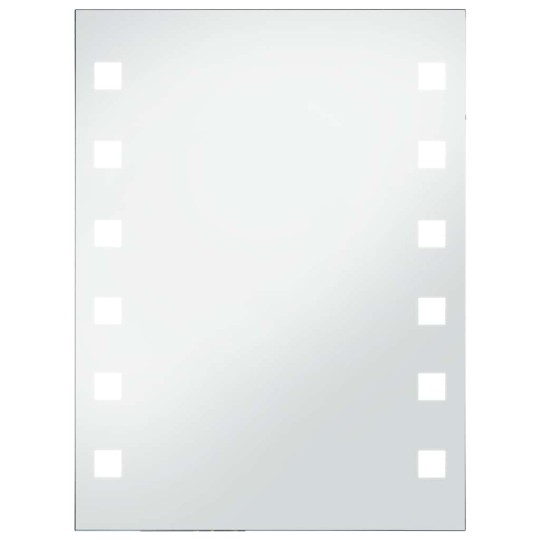 LED стенно огледало за баня със странично осветление и квадратен мотив, 60x80 см