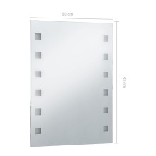 LED стенно огледало за баня със странично осветление и квадратен мотив, 60x80 см
