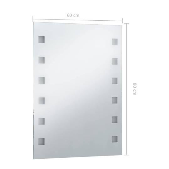 LED стенно огледало за баня със странично осветление и квадратен мотив, 60x80 см