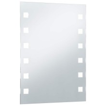 LED стенно огледало за баня със странично осветление и квадратен мотив, 60x80 см