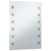 LED стенно огледало за баня със странично осветление и квадратен мотив, 60x80 см