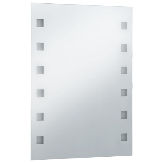 LED стенно огледало за баня със странично осветление и квадратен мотив, 60x80 см