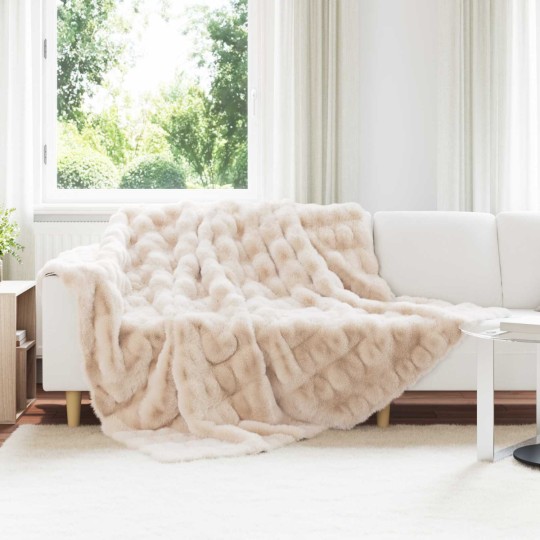 Луксозно покривало за легло тип заешка кожа Olite, бежово